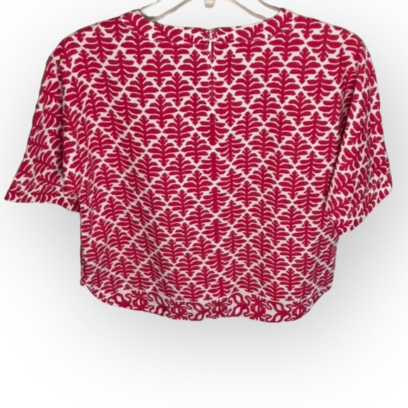 Madewell Province Red & White Geometric Ikat Bloom Short Sleeve Blouse Size XS - Picture 9 of 14
